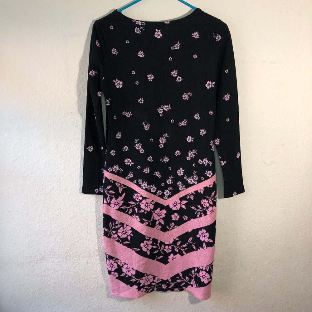 Lularoe Dress Women’s Size Small Black Pink Striped Floral Polyester Blend - Picture 8 of 8